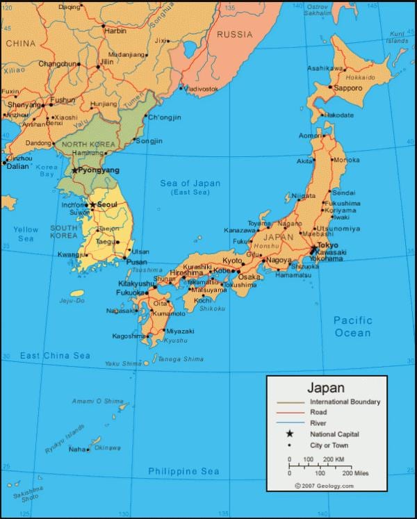 Karte des alten japan