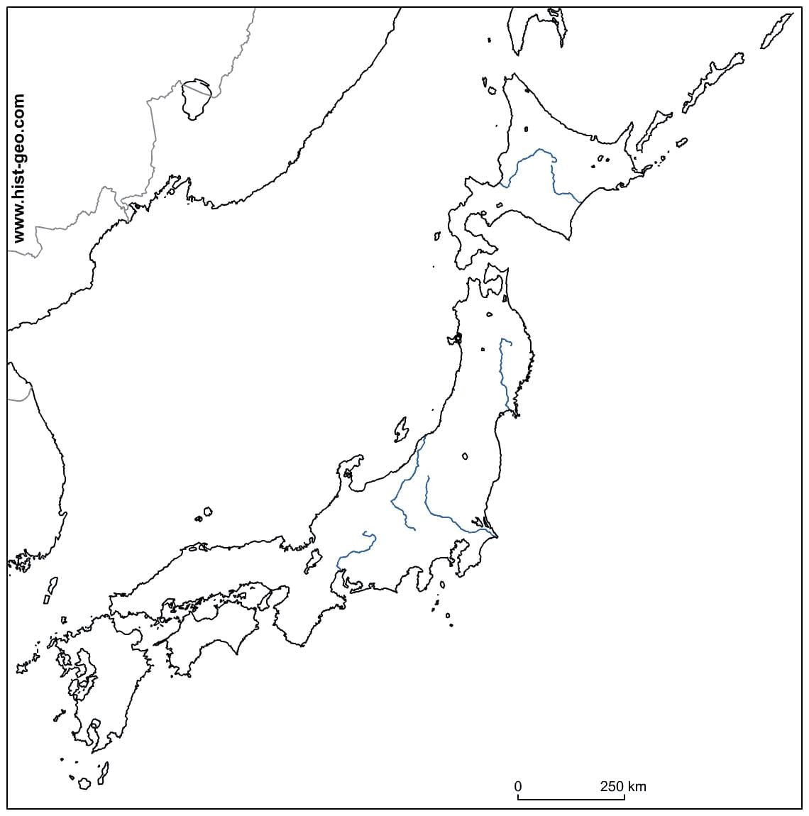 japan Flüsse Karte