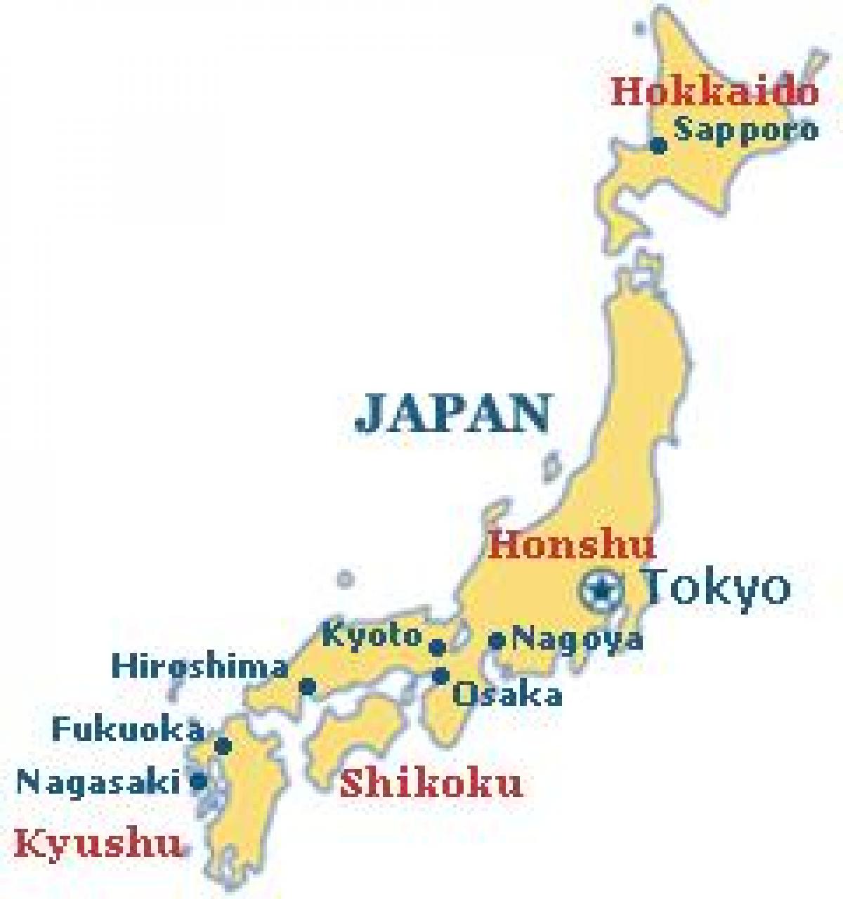 Die Wichtigsten Stadte In Japan Karte Japan Karte Grosse Stadte Ost Asien Asien