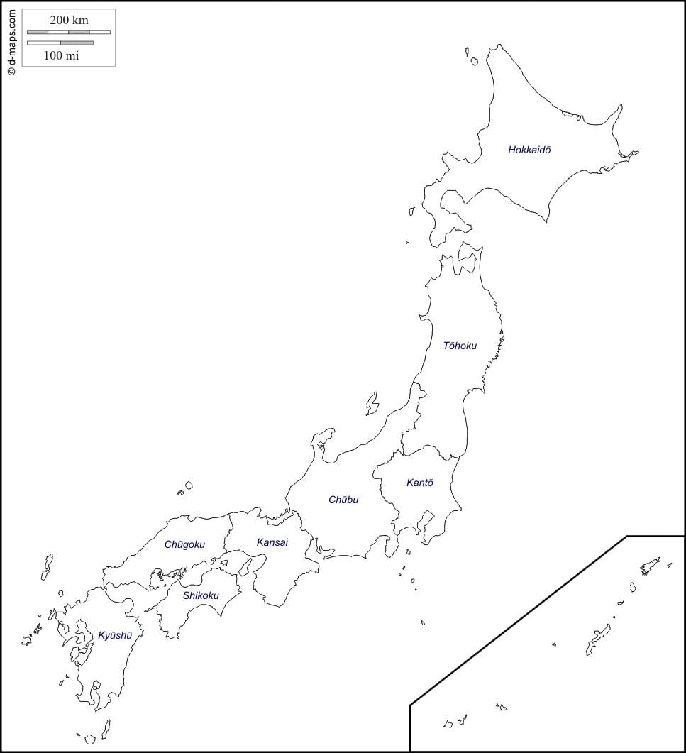 Karte Umriss von japan