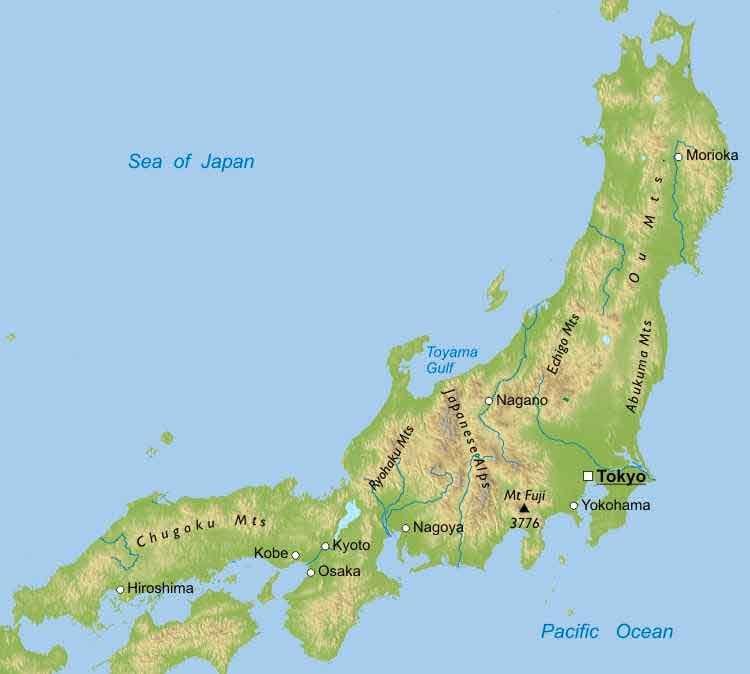 Karte von Bergen in japan