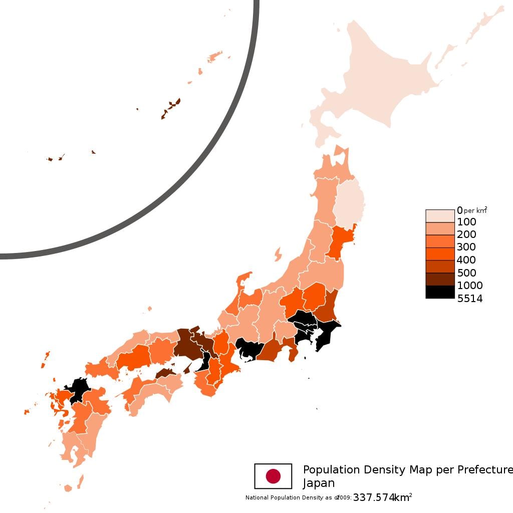 Bevölkerung Dichte Karte japan