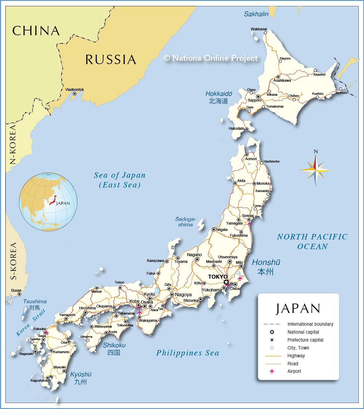 Karte japan Flughäfen