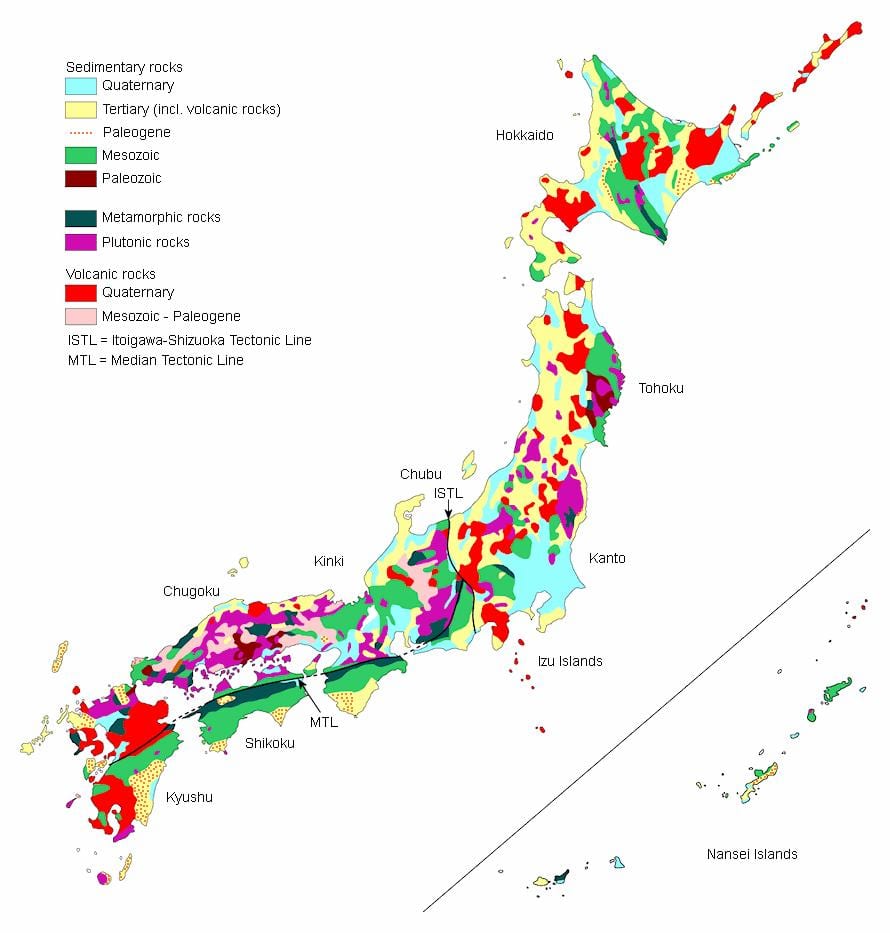 geologische Karte von japan