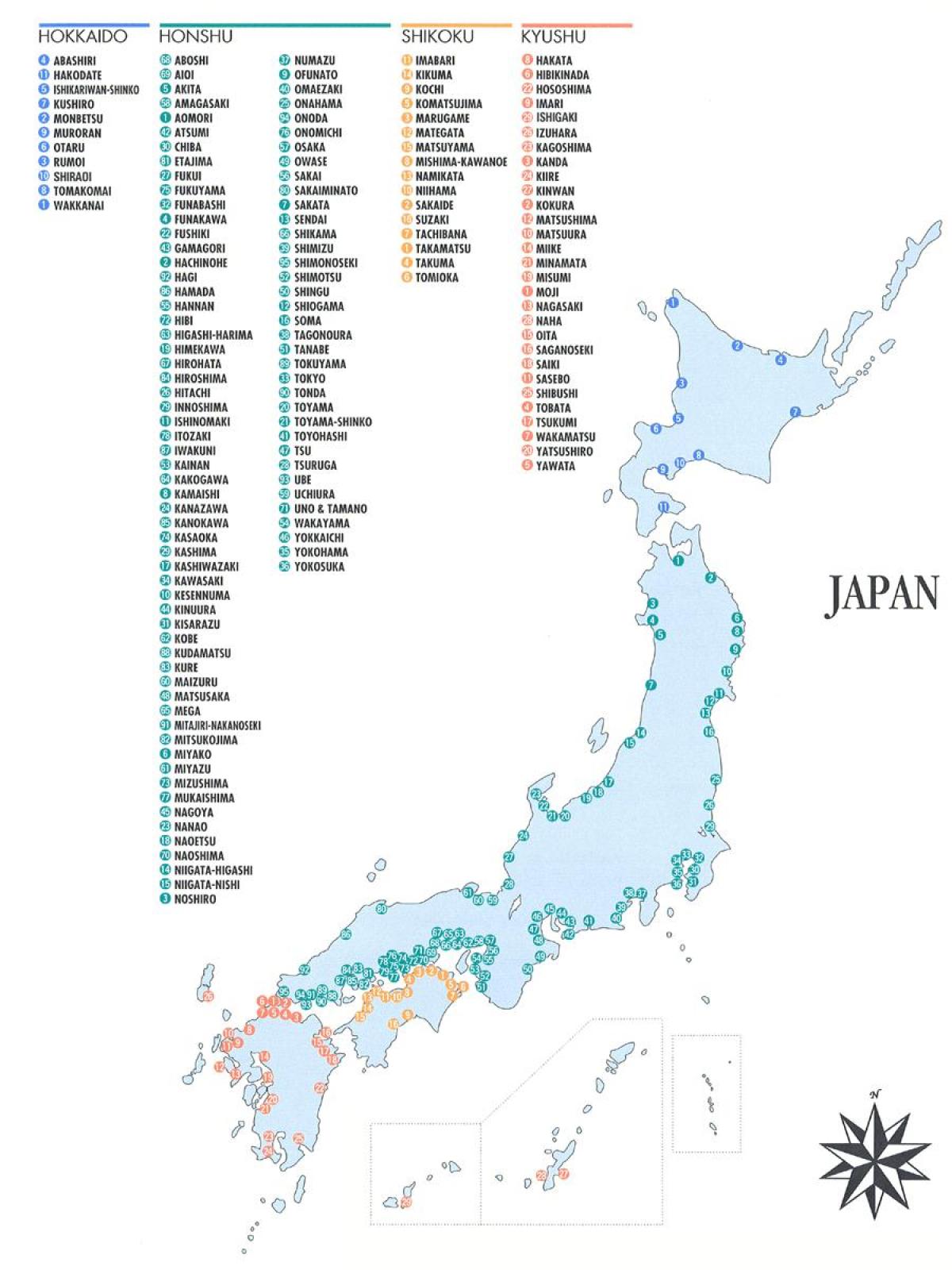 Karte von japan-ports