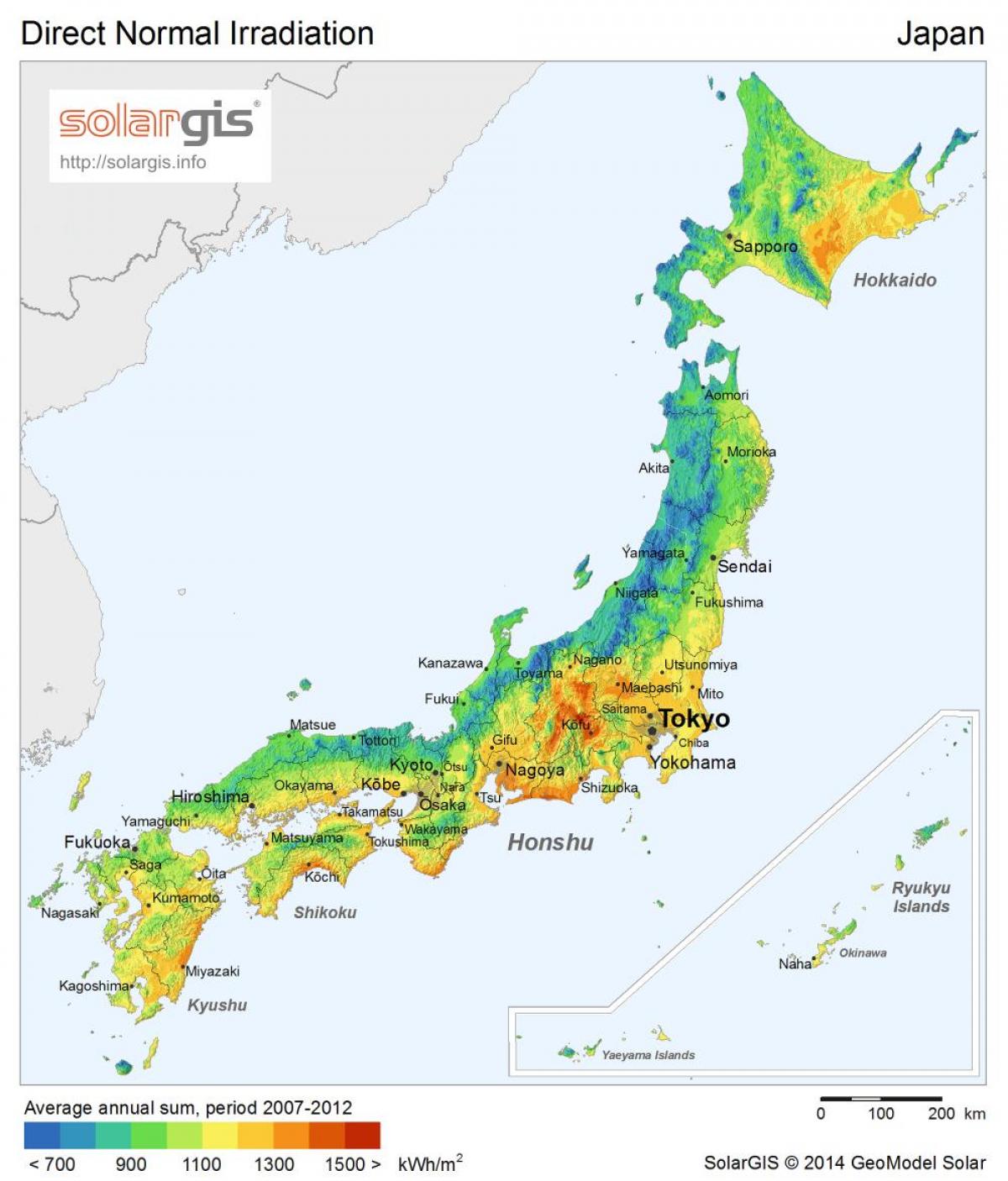 Strahlung, die Karte von japan