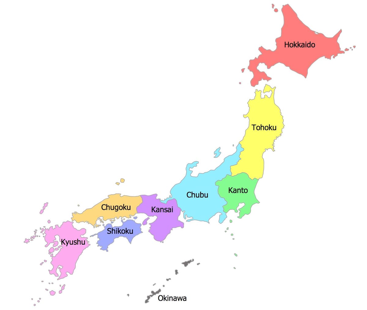 japan Karte Regionen