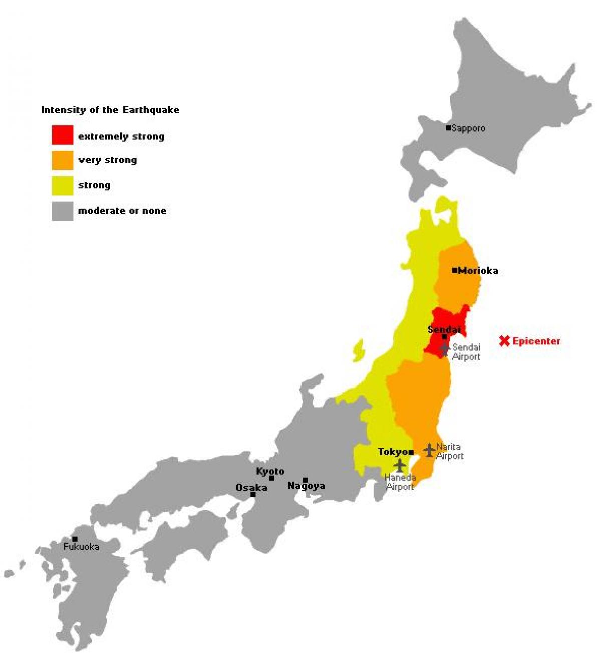 Karte von japan tsunami