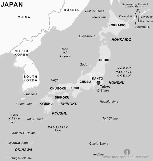 schwarze und weiße Karte von japan