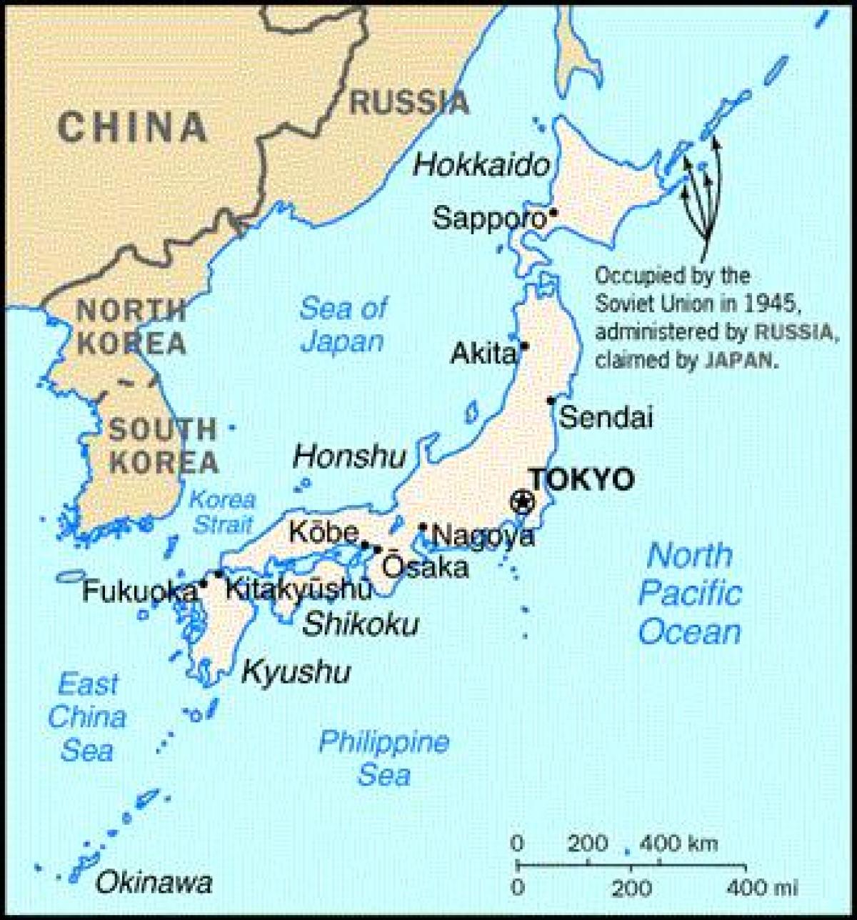 japan und die umliegenden Länder Karte