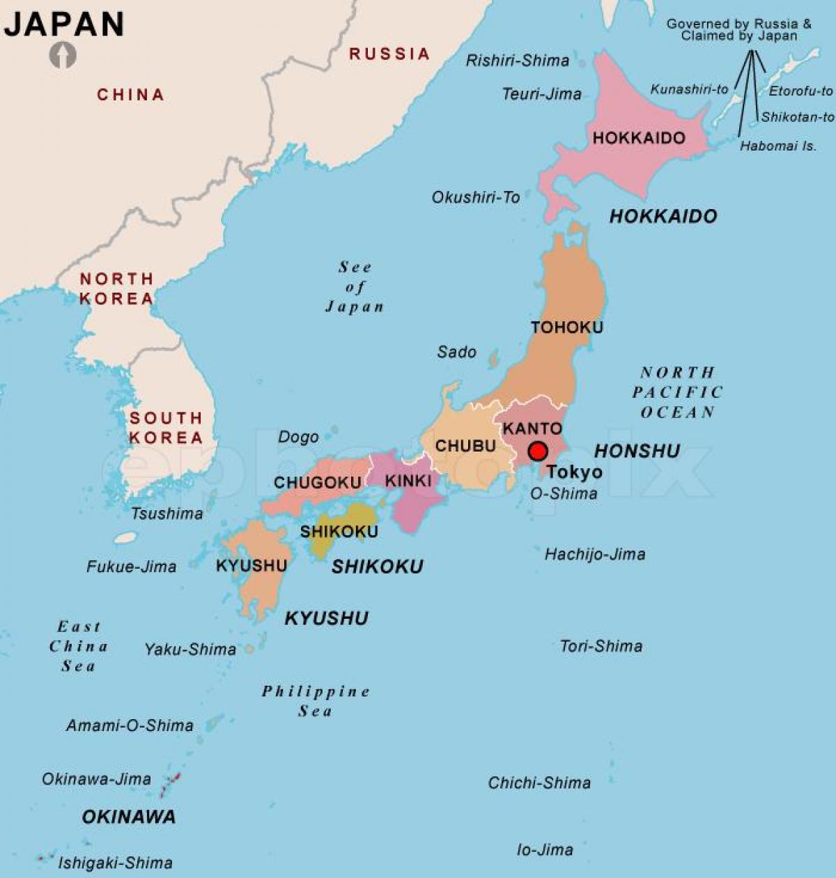 japan politische karte Politische Karte von japan   Politische Karte japan (Ost   Asien 