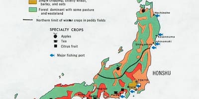 Karte von japan Landwirtschaft