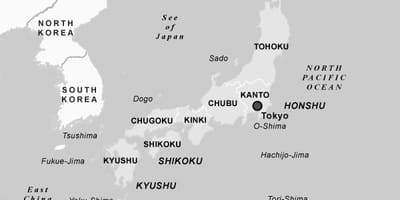 Schwarze und weiße Karte von japan